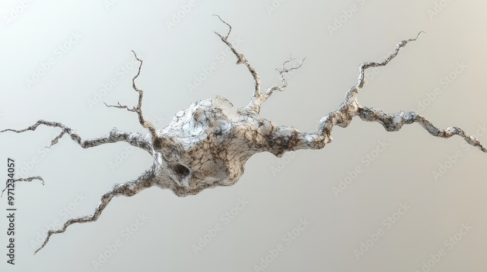Poster scientifically accurate 3d rendering of isolated biology nerve cell with focus on structure - cell b