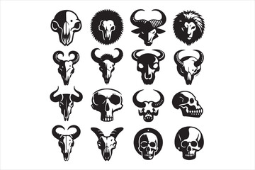 Animal skull silhouette, icons set  26.eps