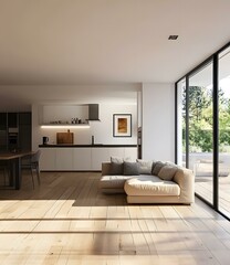 Modern Living Room Interior Design With Large Windows