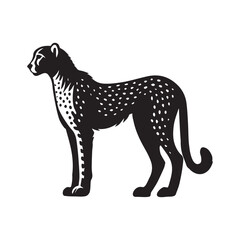 Fototapeta premium Cheetah silhouette Clipart - Cheetah vector illustration in black and white 