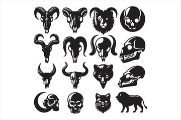 Obraz premium Animal skull silhouette, icons set 32.eps