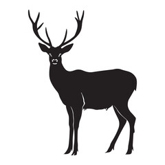 Obraz premium Deer silhouette Clipart - Deer vector illustration in black and white 
