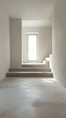 Obraz premium Minimalist Interior Design with Stairs and Window