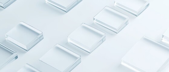 Frosted glass user interface, depth effects, clean layout, 3D illustration