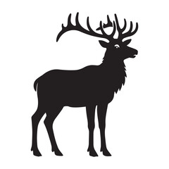 Fototapeta premium Elk silhouette Clipart - Elk vector illustration in black and white 