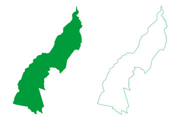 Xique-Xique municipality (Bahia state, Municipalities of Brazil, Federative Republic of Brazil) map vector illustration, scribble sketch Xique Xique map