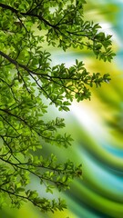 Fototapeta premium Full frame of green foliage on branches and blurred background