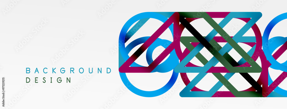 Poster abstract background - colorful circle lines technology or business digital template