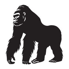 Obraz premium Gorilla silhouette Clipart - Gorilla vector illustration in black and white 