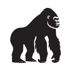 Gorilla silhouette Clipart - Gorilla vector illustration in black and white 
