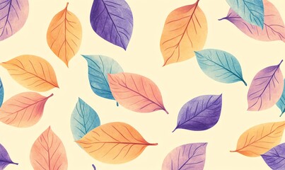 Autumn Leaves Seamless Pattern, Nature Vector Illustration, Floral Design, Fall Foliage Wallpaper