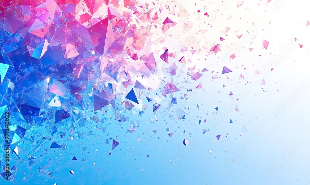 Poster a vibrant abstract design featuring colorful triangular shapes and gradients.