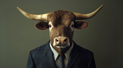 Business cow in suit
