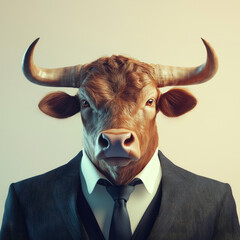 Office worker with bull cow head
