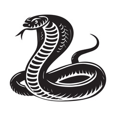 Fototapeta premium King Cobra silhouette Clipart - King Cobra vector illustration in black and white 