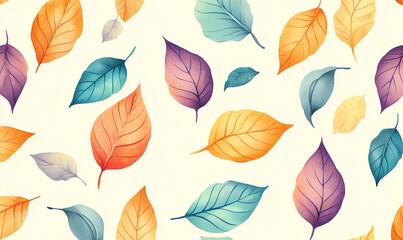 Obraz premium Autumn Leaves Seamless Pattern, Nature Vector Illustration, Floral Design, Fall Foliage Wallpaper