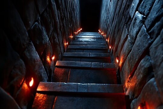 A prison break in a dungeon, where a group of captives is plotting their escape from their cold, dark cells