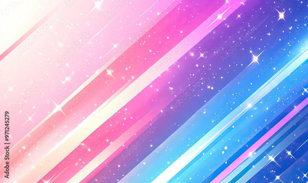 Poster a vibrant abstract background with colorful diagonal stripes and sparkling stars.