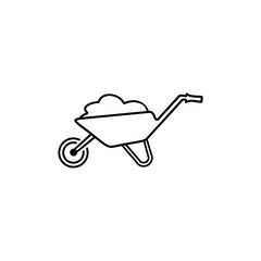 Wheelbarrow cart sign on white background.