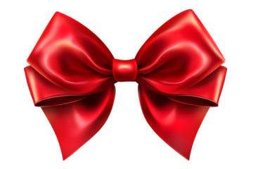Red bow isolated on transparent or white background, png