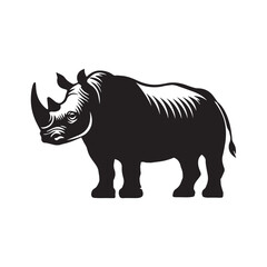 Fototapeta premium Rhinoceros silhouette Clipart - Rhinoceros vector illustration in black and white 