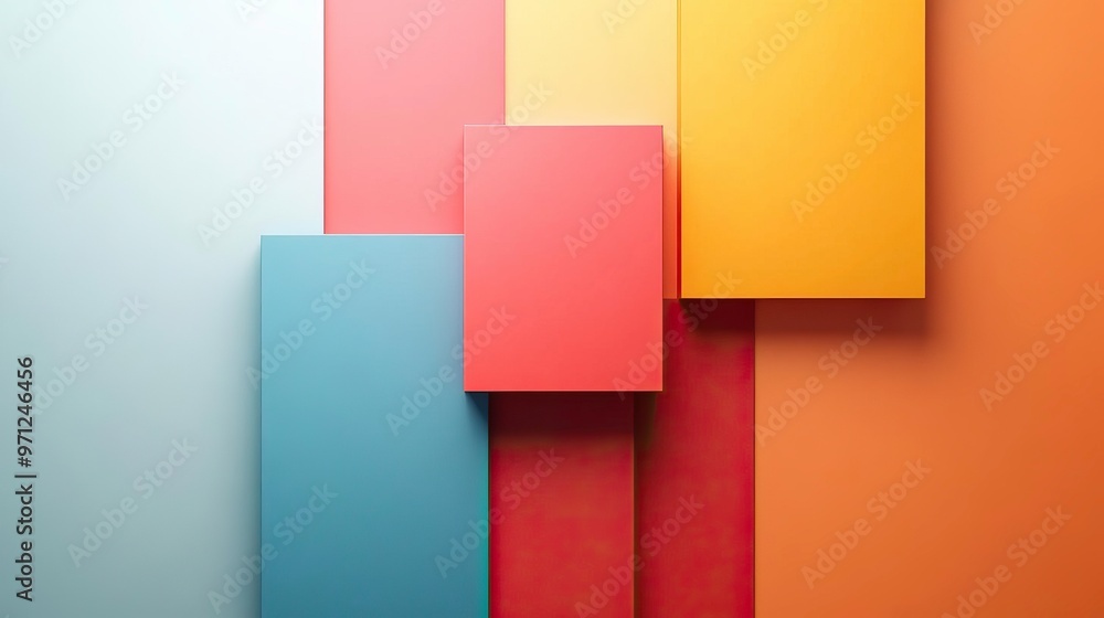 Wall mural a vibrant composition of geometric shapes in varied colors, creating a modern and dynamic visual for