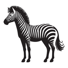 Zebra silhouette Clipart - Zebra vector illustration in black and white 
