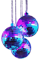 A neon disco balls lighting purple night.