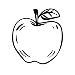 Apple in doodle style isolated on white background.