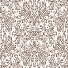 Black and white seamless pattern with arabesques  in a retro style. Vector illustration