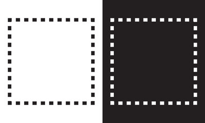 Dashed line long frame.  isolated on white and black background. Vector illustration. EPS 10
