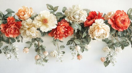 A decorative arrangement of colorful artificial flowers on a light background.
