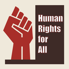 raised fist with the words human rights for all vector art