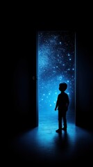 Obraz premium A little boy standing in front of an open door