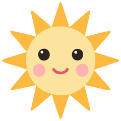 Cute suns, Sunshine emoji smiling with a happy and calm expression