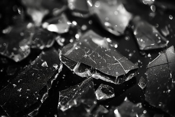 Broken glass image on black background