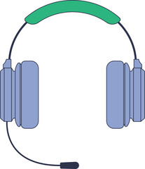 Vector illustration of a headset with a microphone, symbolizing customer support and communication.