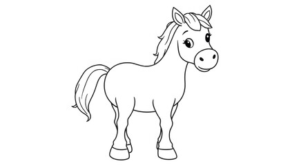 Adorable Cartoon Pony Outline for Kids Coloring Fun