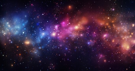 Obraz premium A vibrant cosmic landscape filled with stars, nebulae, and colorful gases, showcasing the beauty of the universe.