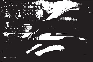 Obraz premium The background features an abstract grunge blot design inspired by the USA flag, incorporating vibrant red, white, and blue tones. Glowing stripes and scattered stars symbolize patriotism, while the t