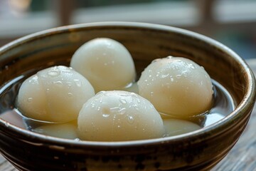 Soft and spongy roshogollas floating in sugar syrup