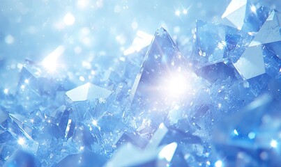 Close-up of sparkling blue crystal with blurred background.