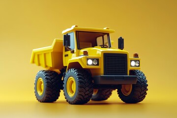 Naklejka premium Toy Construction Vehicle, Yellow Truck Model