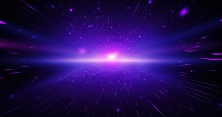 Naklejka premium A vibrant cosmic scene depicting light rays and particles in a deep space environment.