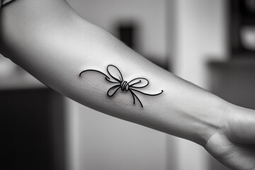 Obraz premium A tattoo of a quote in elegant cursive, wrapping around the forearm or across the ribcage, serving as daily inspiration