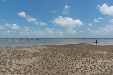 Landscape of fishing grounds on the beach of Fangchenggang, Guangxi, China
