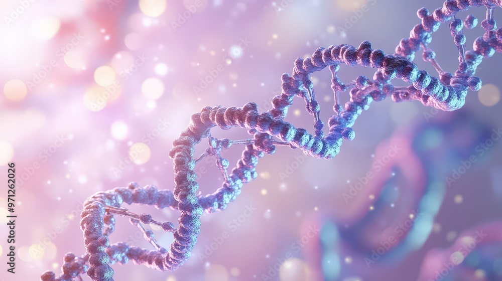 Poster detailed 3d rendering of dna molecule structure with sugar-phosphate backbone and nitrogenous bases 