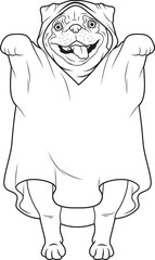 Pug Halloween Ghost Animal Vector Graphic Art Illustration