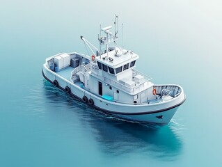 Fototapeta premium White Fishing Boat on Water
