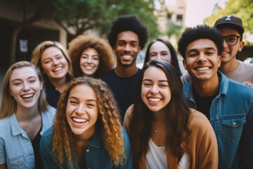 Fototapeta premium Portrait of a smiling diverse group of students
